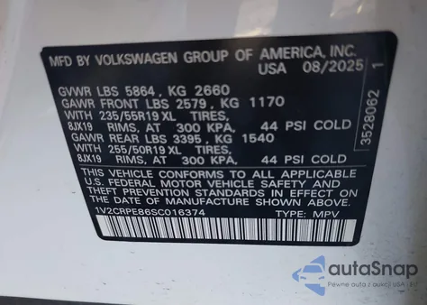 2025 Volkswagen Id.4 Pro из США, поврежденный, VIN 1V2CRPE86SC016374